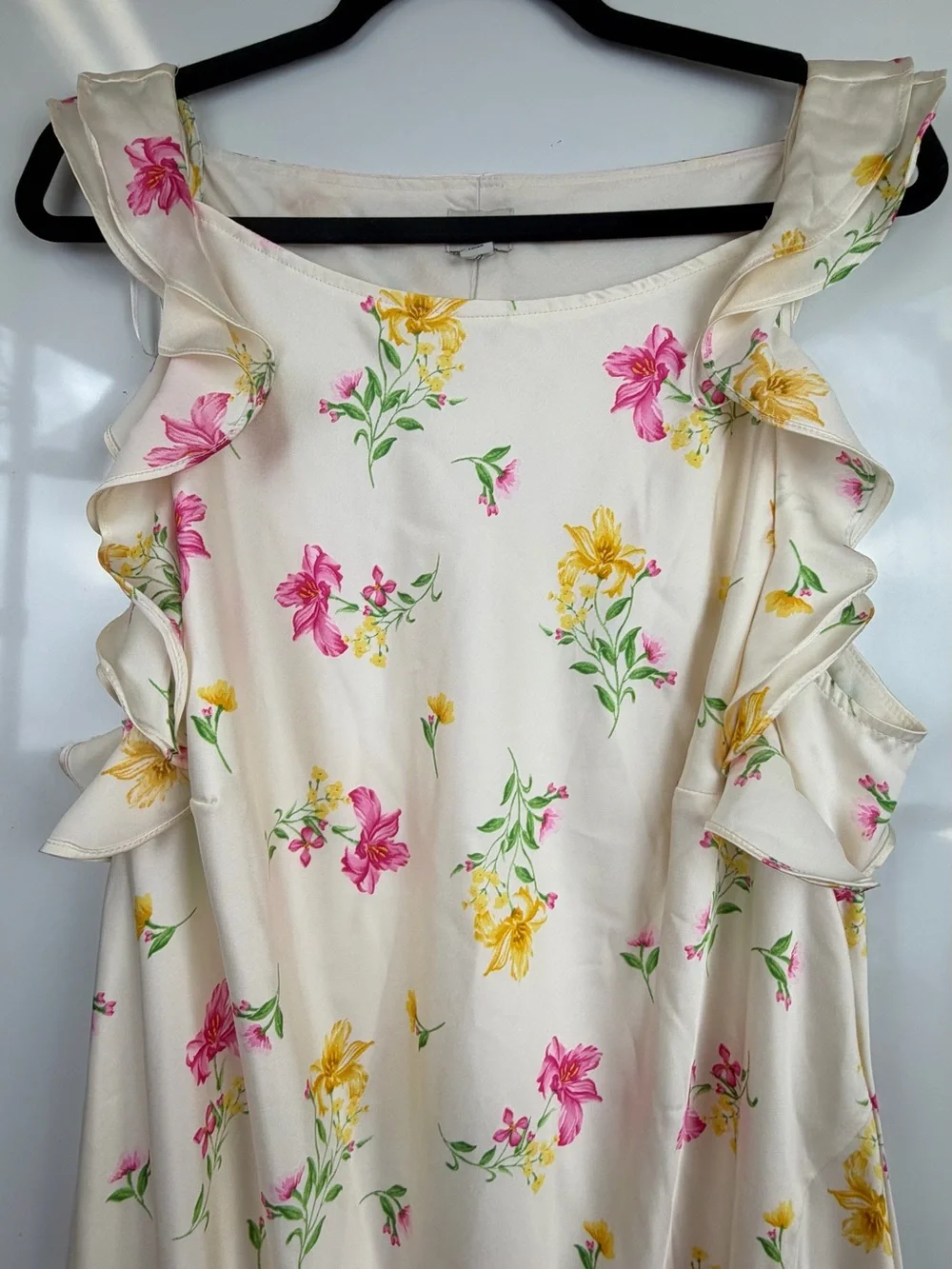 a new day Cream Floral Ruffle Sundress with Pink & Yellow Blooms